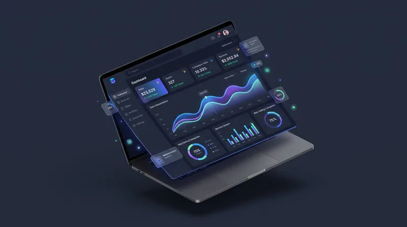 Concept: a sales dashboard on a laptop